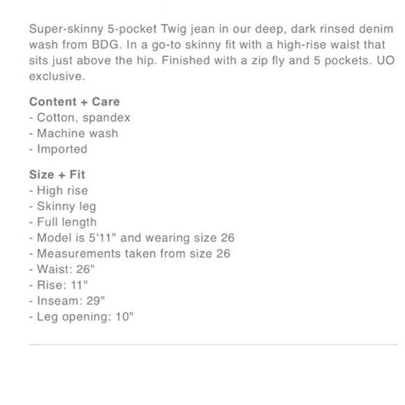 BDG Urban Outfitters dark wash cotton Twig skinny jeans - Picture 9 of 16